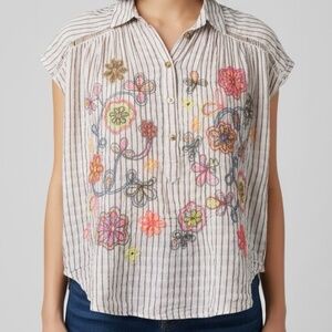 Pilcro by Anthropologie The Serena Surf Henley Blouse - Size XS/P